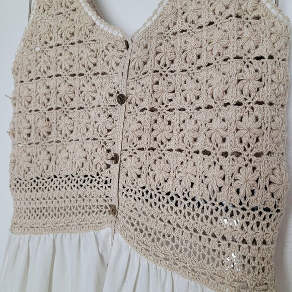 Vintage Crochet Womens Dress Small Handmade Boho Cottagecore Country Chic - Picture 4 of 10